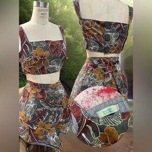 1960’s Vintage Reproduction Two Piece Tiki Hibiscus Sunsuit